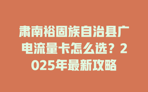 肃南裕固族自治县广电流量卡怎么选？2025年最新攻略