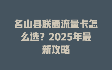 名山县联通流量卡怎么选？2025年最新攻略