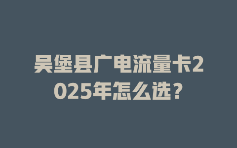 吴堡县广电流量卡2025年怎么选？