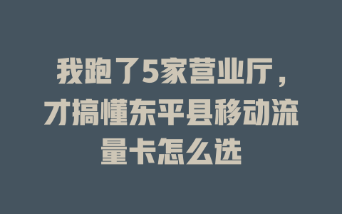 我跑了5家营业厅,才搞懂东平县移动流量卡怎么选
