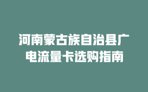 河南蒙古族自治县广电流量卡选购指南
