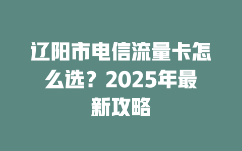 辽阳市电信流量卡怎么选？2025年最新攻略