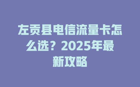 左贡县电信流量卡怎么选？2025年最新攻略