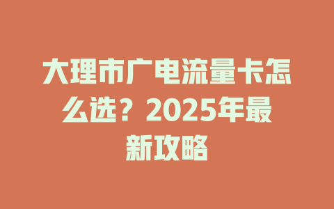 大理市广电流量卡怎么选？2025年最新攻略