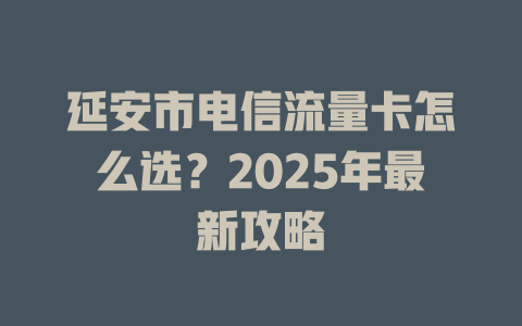 延安市电信流量卡怎么选？2025年最新攻略