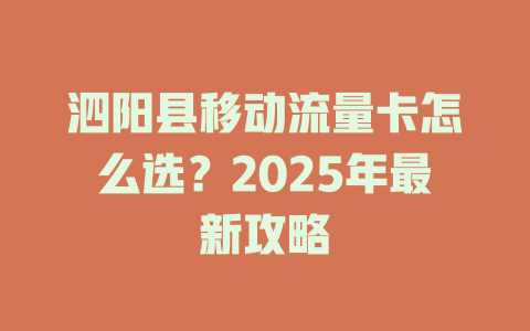 泗阳县移动流量卡怎么选？2025年最新攻略