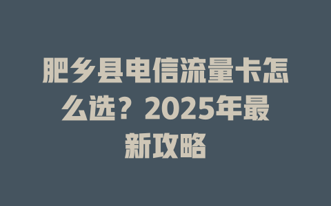 肥乡县电信流量卡怎么选？2025年最新攻略