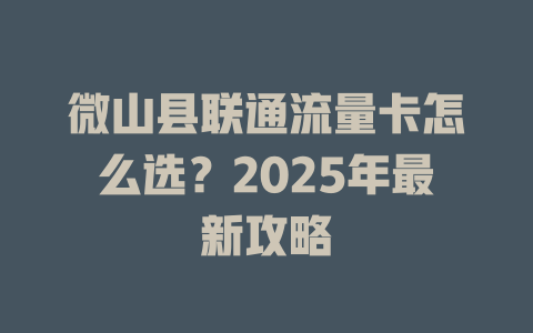 微山县联通流量卡怎么选？2025年最新攻略