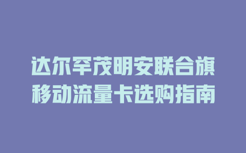 达尔罕茂明安联合旗移动流量卡选购指南
