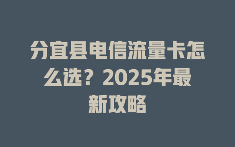 分宜县电信流量卡怎么选？2025年最新攻略