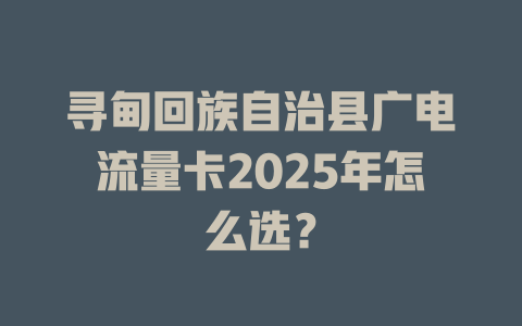 寻甸回族自治县广电流量卡2025年怎么选？