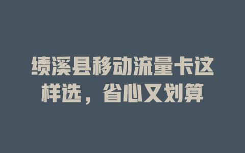 绩溪县移动流量卡这样选，省心又划算