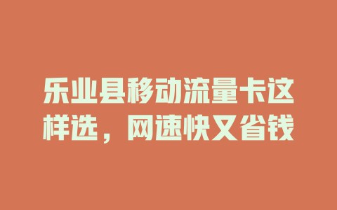 乐业县移动流量卡这样选，网速快又省钱