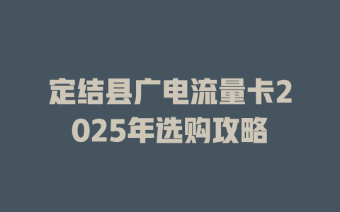 定结县广电流量卡2025年选购攻略