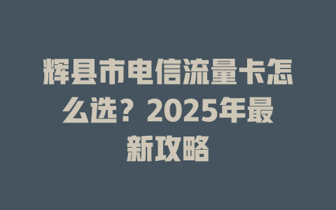辉县市电信流量卡怎么选？2025年最新攻略
