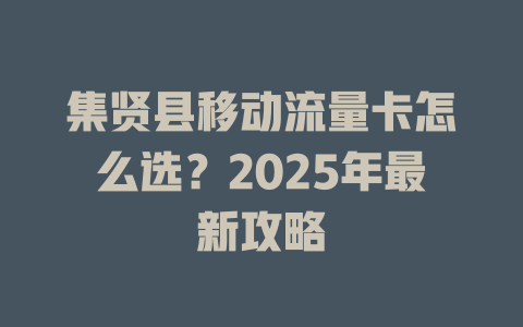 集贤县移动流量卡怎么选？2025年最新攻略