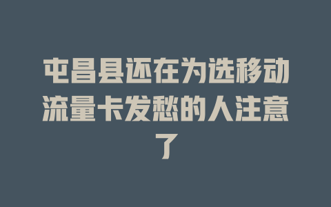 屯昌县还在为选移动流量卡发愁的人注意了