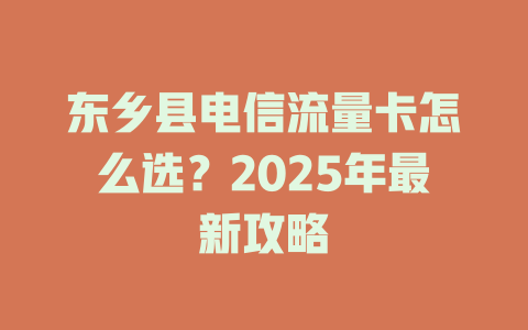 东乡县电信流量卡怎么选？2025年最新攻略