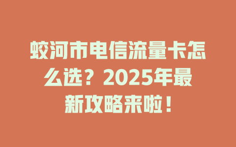 蛟河市电信流量卡怎么选？2025年最新攻略来啦！