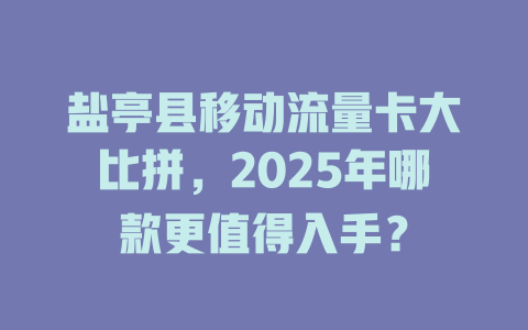 盐亭县移动流量卡大比拼，2025年哪款更值得入手？