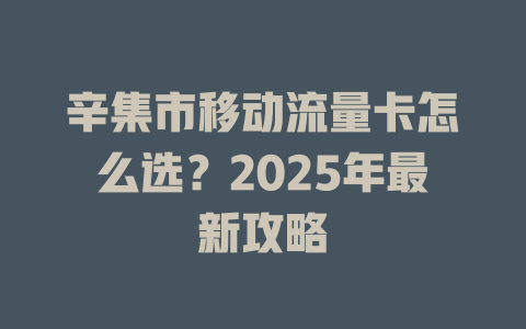 辛集市移动流量卡怎么选？2025年最新攻略