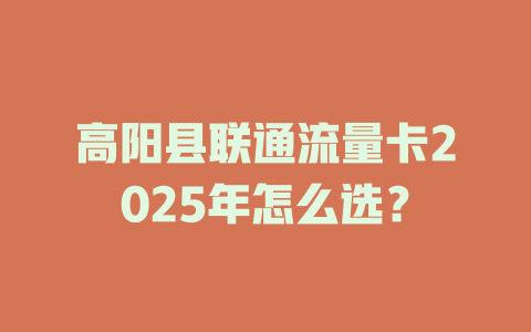 高阳县联通流量卡2025年怎么选？