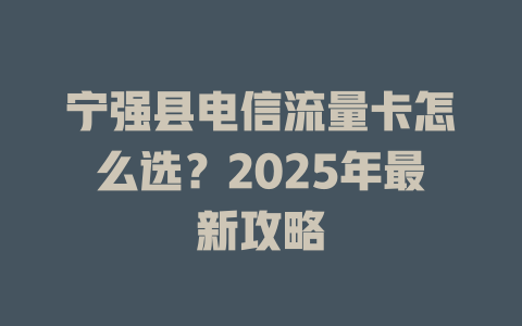 宁强县电信流量卡怎么选？2025年最新攻略