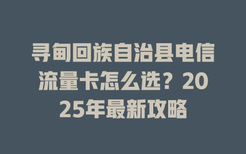 寻甸回族自治县电信流量卡怎么选？2025年最新攻略