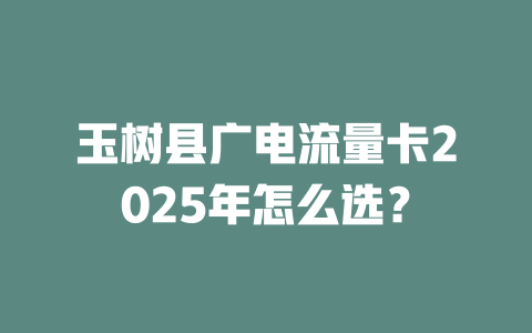 玉树县广电流量卡2025年怎么选？
