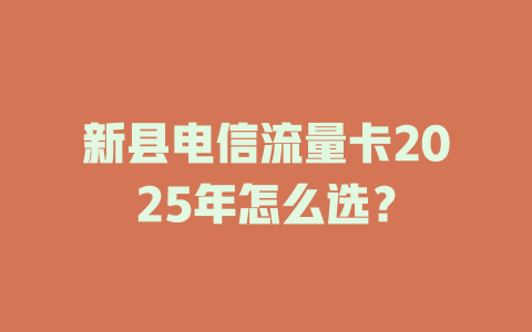 新县电信流量卡2025年怎么选？