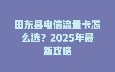 田东县电信流量卡怎么选？2025年最新攻略