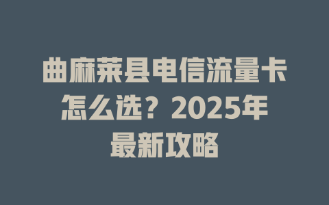 曲麻莱县电信流量卡怎么选？2025年最新攻略
