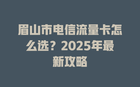 眉山市电信流量卡怎么选？2025年最新攻略