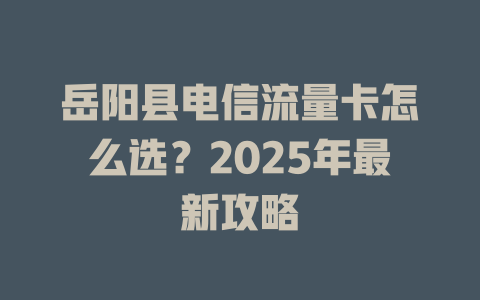 岳阳县电信流量卡怎么选？2025年最新攻略