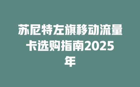 苏尼特左旗移动流量卡选购指南2025年