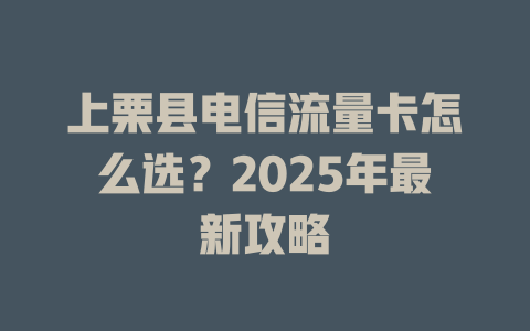 上栗县电信流量卡怎么选？2025年最新攻略