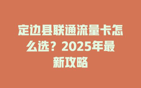 定边县联通流量卡怎么选？2025年最新攻略