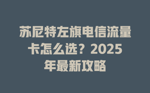 苏尼特左旗电信流量卡怎么选？2025年最新攻略