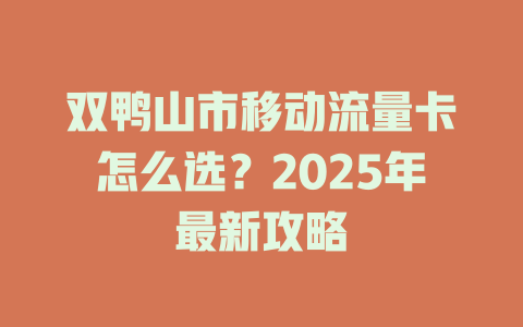 双鸭山市移动流量卡怎么选？2025年最新攻略