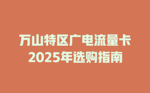 万山特区广电流量卡2025年选购指南