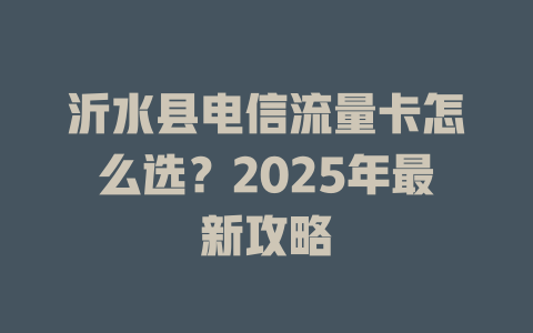 沂水县电信流量卡怎么选？2025年最新攻略