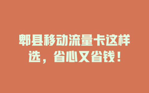 郫县移动流量卡这样选，省心又省钱！
