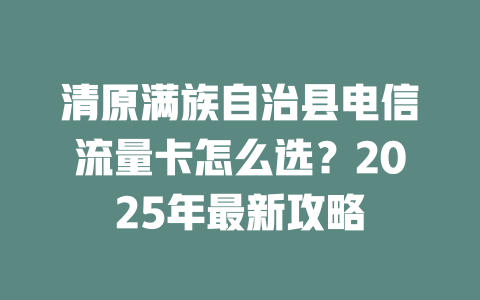 清原满族自治县电信流量卡怎么选？2025年最新攻略