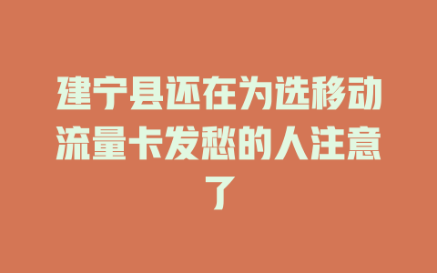 建宁县还在为选移动流量卡发愁的人注意了