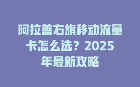 阿拉善右旗移动流量卡怎么选？2025年最新攻略