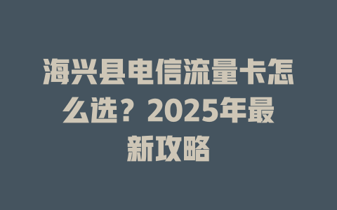 海兴县电信流量卡怎么选？2025年最新攻略