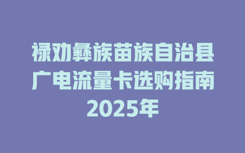 禄劝彝族苗族自治县广电流量卡选购指南2025年
