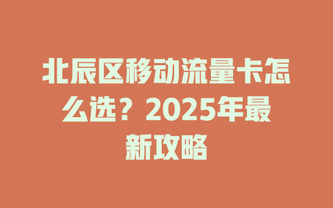 北辰区移动流量卡怎么选？2025年最新攻略
