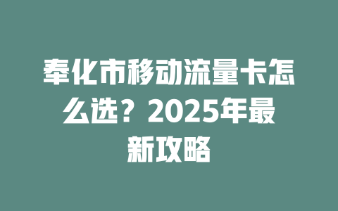 奉化市移动流量卡怎么选？2025年最新攻略