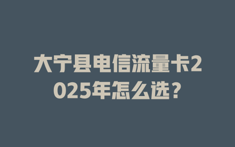 大宁县电信流量卡2025年怎么选？